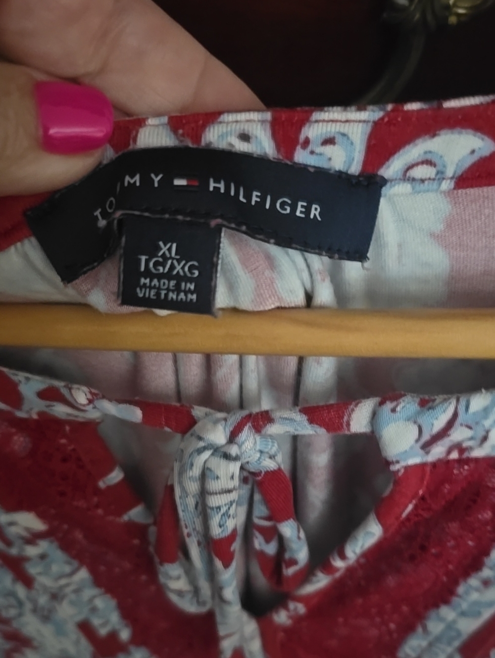 Tommy Hilfiger Red & Light Blue Floral Tie-Front Blouse